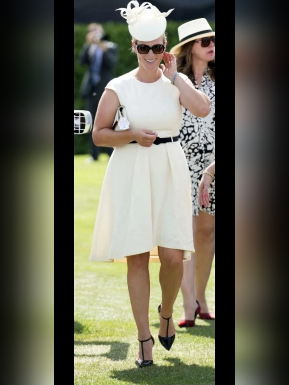 Ted Baker EMIEELE Cream Midi dress Cream Color With Green Belt